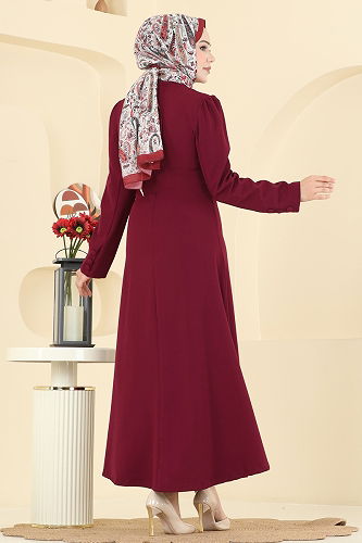 moda selvim Dress 2754SL432 Burgundy - Thumbnail