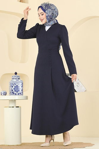 moda selvim Dress 2754SL432 Navy Blue - Thumbnail