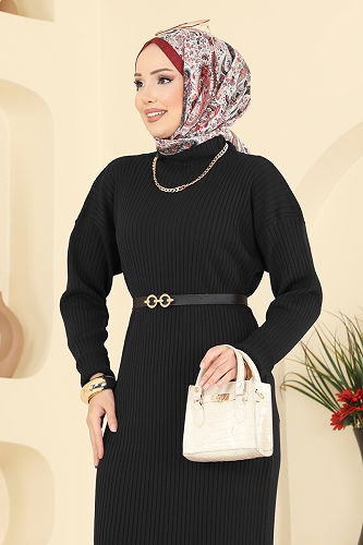 moda selvim Dress 2761AYD574 Black - Thumbnail