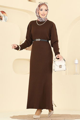moda selvim Dress 2761AYD574 Brown - Thumbnail