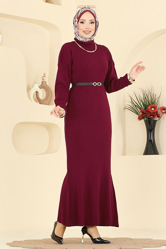 moda selvim الفستان خمري 2761AYD574 - Thumbnail