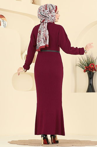moda selvim الفستان خمري 2761AYD574 - Thumbnail
