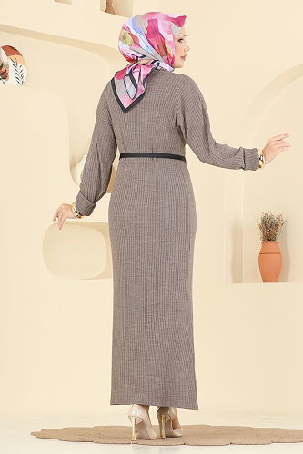 moda selvim الفستان بيج غامق 2761AYD574 - Thumbnail