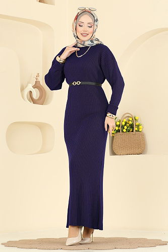 moda selvim Dress 2761AYD574 Navy Blue - Thumbnail