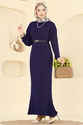 moda selvim الفستان كحلي 2761AYD574 - Thumbnail