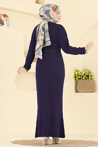 moda selvim الفستان كحلي 2761AYD574 - Thumbnail