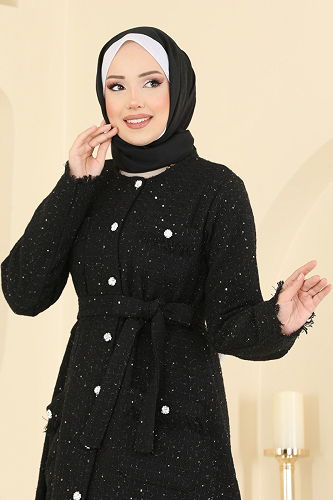 moda selvim الفستان أسود 2761SL432 - Thumbnail