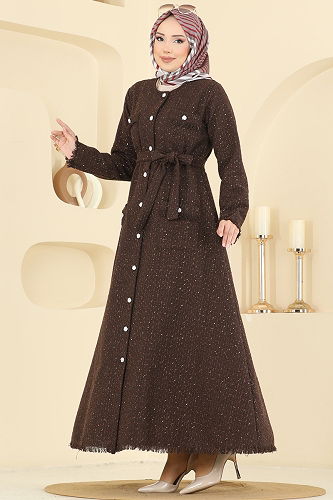 moda selvim Dress 2761SL432 Brown - Thumbnail