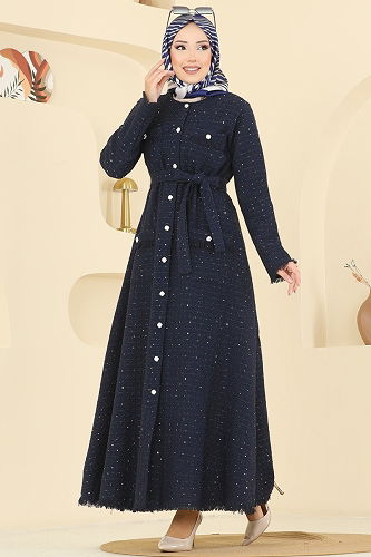 moda selvim Dress 2761SL432 Navy Blue - Thumbnail