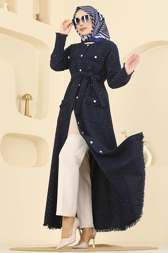 moda selvim Dress 2761SL432 Navy Blue - Thumbnail