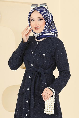 moda selvim Dress 2761SL432 Navy Blue - Thumbnail