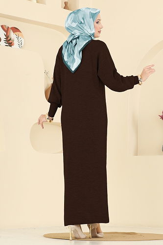 moda selvim الفستان بني 2764AYD574 - Thumbnail