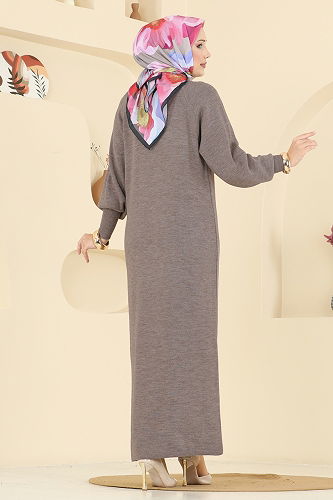 moda selvim الفستان بيج غامق 2764AYD574 - Thumbnail
