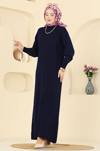 moda selvim Dress 2764AYD574 Navy Blue - Thumbnail