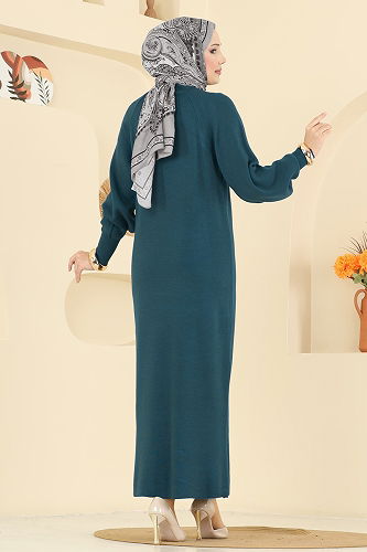 moda selvim الفستان بترولي 2764AYD574 - Thumbnail