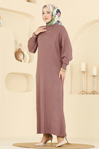 moda selvim Dress 2764AYD574 Rose Dried - Thumbnail