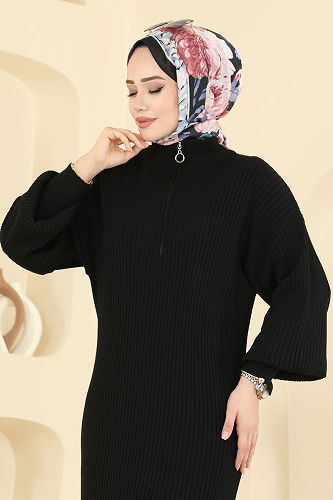 moda selvim Dress 2770AYD574 Black - Thumbnail