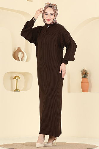 moda selvim Dress 2770AYD574 Brown - Thumbnail