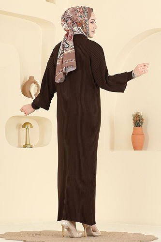 moda selvim الفستان بني 2770AYD574 - Thumbnail