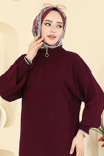 moda selvim الفستان خمري 2770AYD574 - Thumbnail