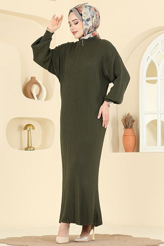 moda selvim الفستان اخضر عفني 2770AYD574 - Thumbnail