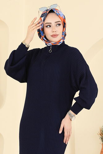 moda selvim Dress 2770AYD574 Navy Blue - Thumbnail