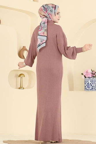 moda selvim Dress 2770AYD574 Rose Dried - Thumbnail