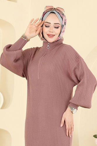 moda selvim Dress 2770AYD574 Rose Dried - Thumbnail