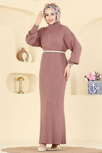 moda selvim الفستان وردي 2770AYD574 - Thumbnail