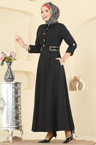 moda selvim Dress 2770SL432 Anthracite - Thumbnail