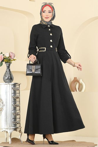 moda selvim الفستان رمادي غامق 2770SL432 - Thumbnail