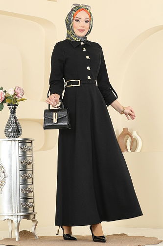 moda selvim Dress 2770SL432 Black - Thumbnail