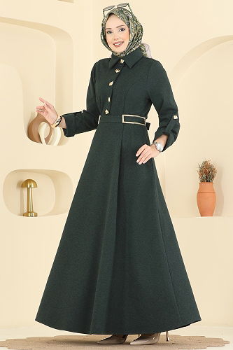 moda selvim Dress 2770SL432 Emerald - Thumbnail