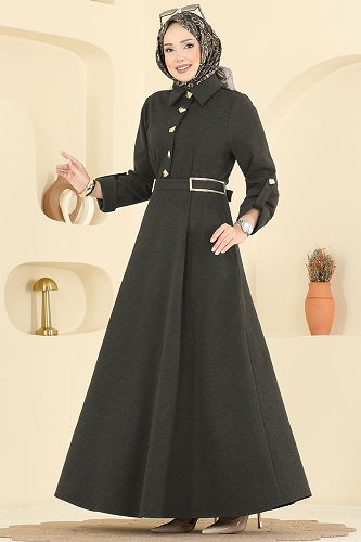 moda selvim الفستان اخضر عفني 2770SL432 - Thumbnail