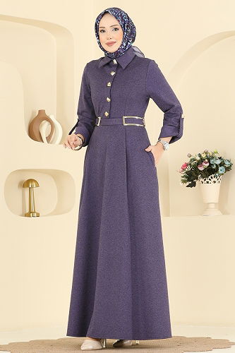 moda selvim Dress 2770SL432 Purple - Thumbnail