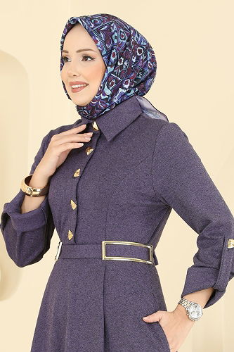 moda selvim Dress 2770SL432 Purple - Thumbnail