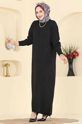 moda selvim Dress 2772AYD574 Black - Thumbnail