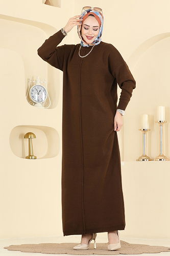 moda selvim Dress 2772AYD574 Brown - Thumbnail