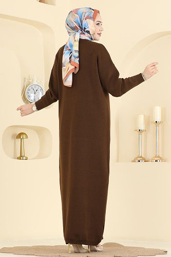 moda selvim Dress 2772AYD574 Brown - Thumbnail