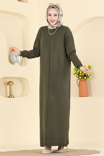 moda selvim Dress 2772AYD574 Khaki - Thumbnail