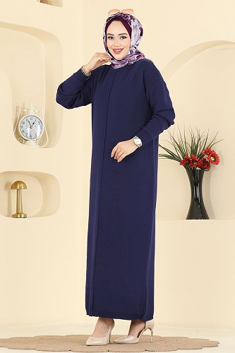 moda selvim Dress 2772AYD574 Navy Blue - Thumbnail