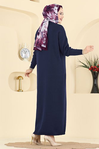 moda selvim الفستان كحلي 2772AYD574 - Thumbnail