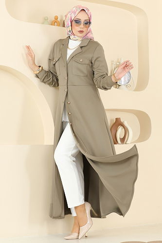 moda selvim Dress 2772SL432 Almond Green - Thumbnail