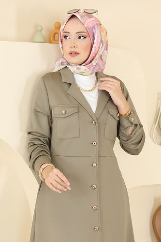 moda selvim Dress 2772SL432 Almond Green - Thumbnail