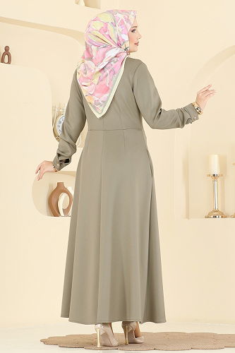 moda selvim Dress 2772SL432 Almond Green - Thumbnail