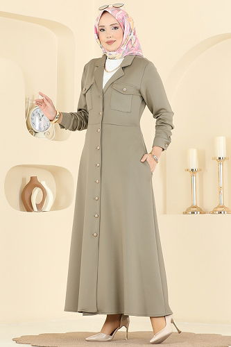 moda selvim الفستان أخضر عشبي 2772SL432 - Thumbnail