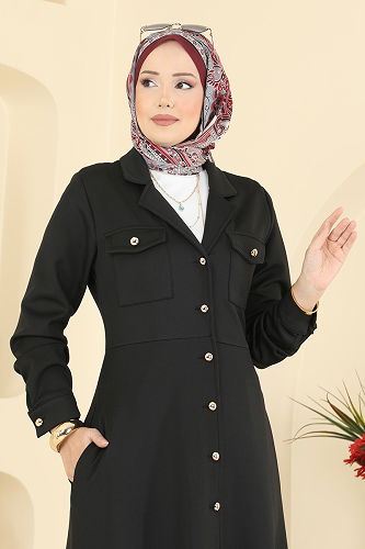 moda selvim الفستان أسود 2772SL432 - Thumbnail