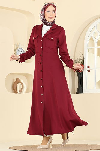 moda selvim Dress 2772SL432 Burgundy - Thumbnail