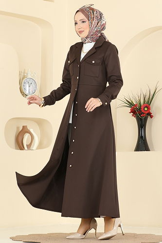 moda selvim Dress 2772SL432 Dark Brown - Thumbnail