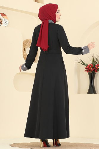 moda selvim الفستان أسود 2774SL432 - Thumbnail